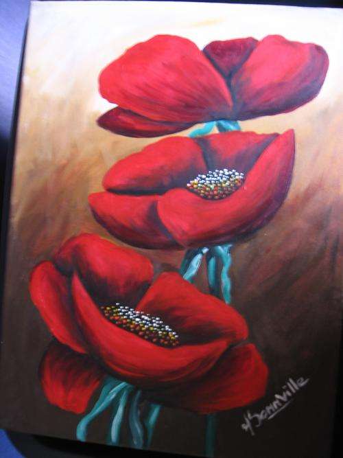Red Poppies       [400x300mm ]      by South African Artist dSomm'ville