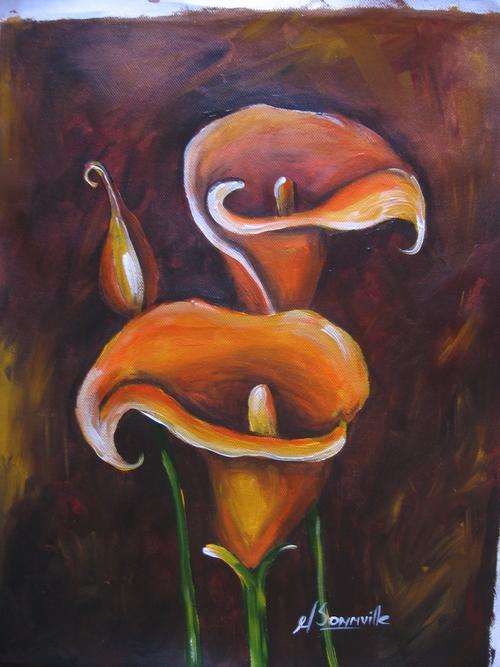 Arum Lillies      450x350mm       by South African Artist dSomm'ville