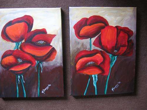 Poppies    [400x300mm X2]   by  -   International  Artist   -    dSomm'ville