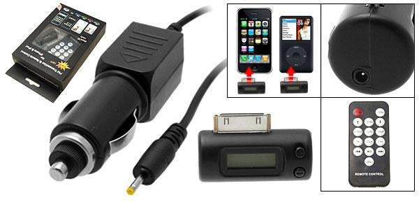 FM Radio with Car Charger Remote Control for iPod Nano iPhone 3G