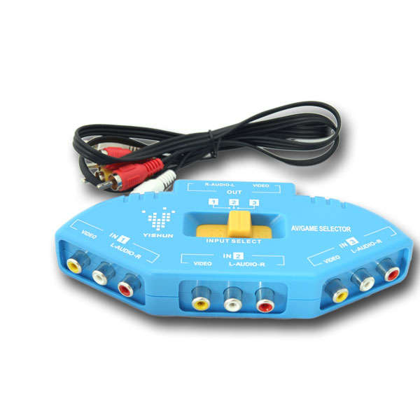 3 port AV Switcher Connect DVD Playstation Xbox VCR to TV