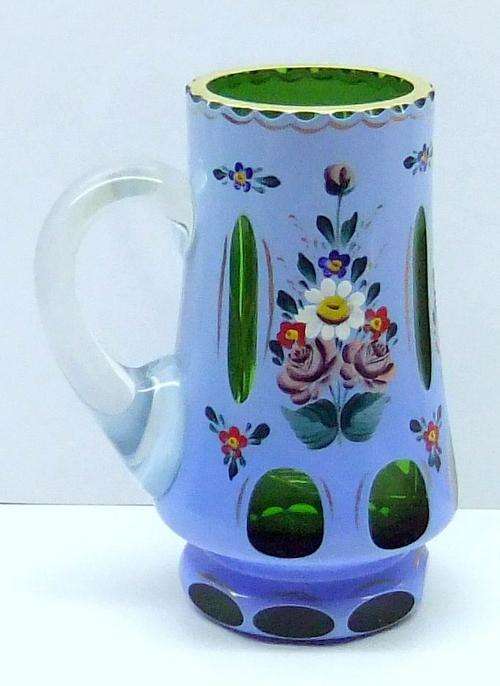 LEAD-CRISAL Hand painted Jug H16.5cm x total W13cm  weight kg 0.9