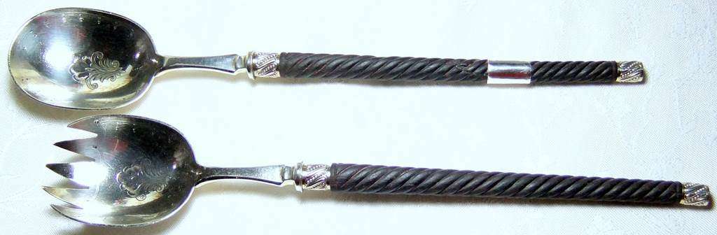 Unusual antique salat spoon and fork (Silverplated)