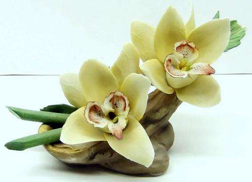Lovely  DEA CAPODIMONTE  Porcelain  Orchids Flowers