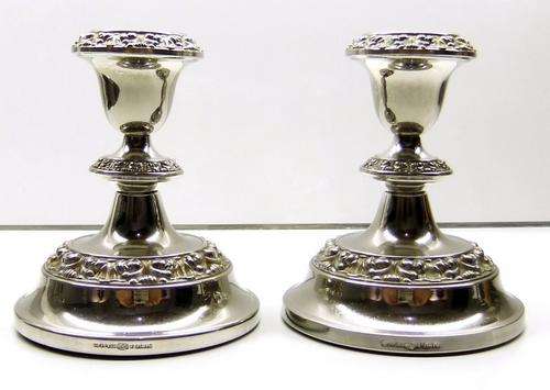 Pair of Silver Plated lANTHE of England Candle holders  (H11.5 x D10cm)