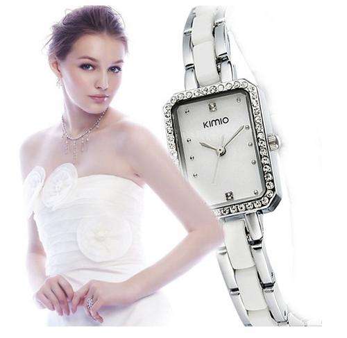 ***SUPER VALUE***Stunning white bracelet watch with gem border**