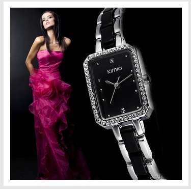 ***SUPER VALUE***Stunning BLACK bracelet watch with gem border**