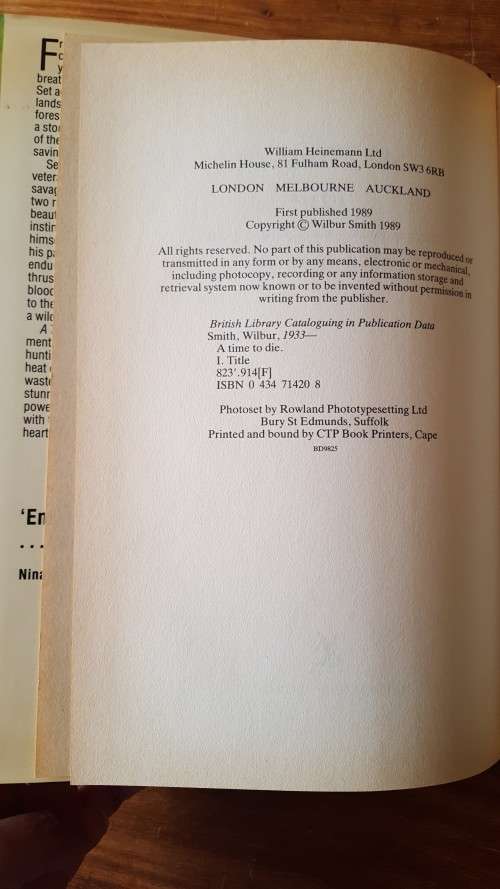 A Time to Die (Courtney #7) by Wilbur Smith - Large Hardcover