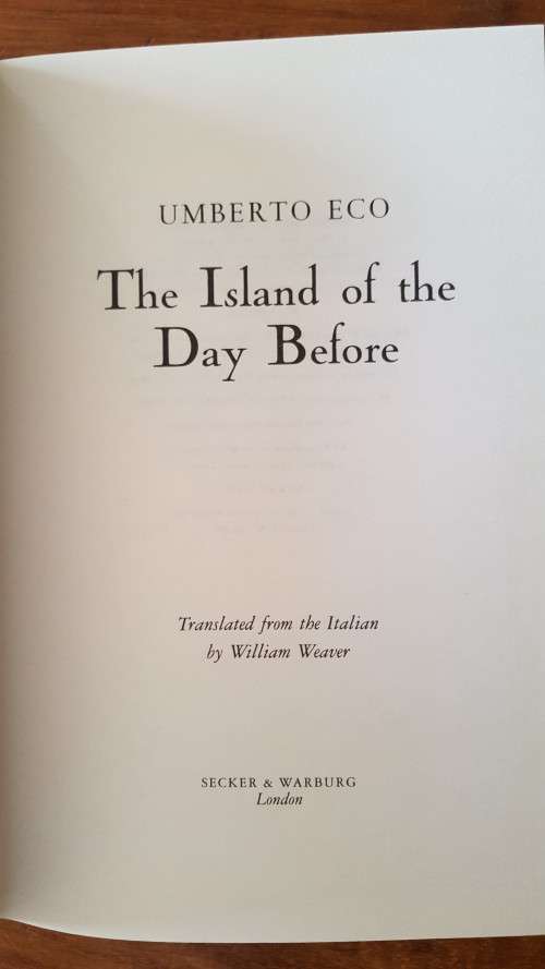 The Island of the Day Before by Umberto Eco - Large Hardcover