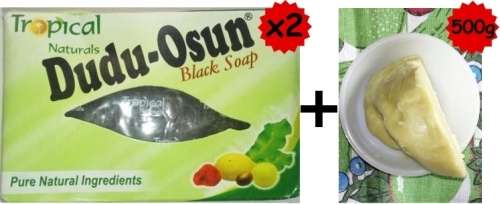 2 Dudu Osun black soap + 500g Unrefined Shea butter
