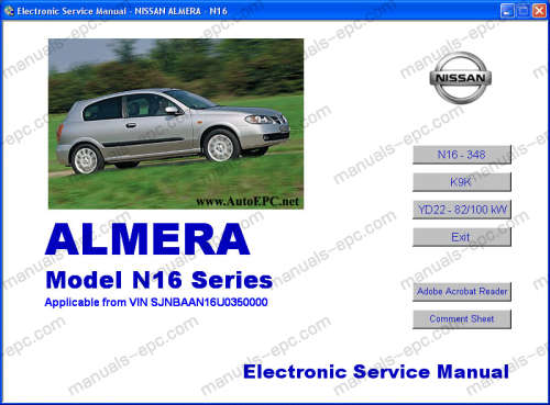 Nissan Almera N16 2004 Repair Manual (E-book)
