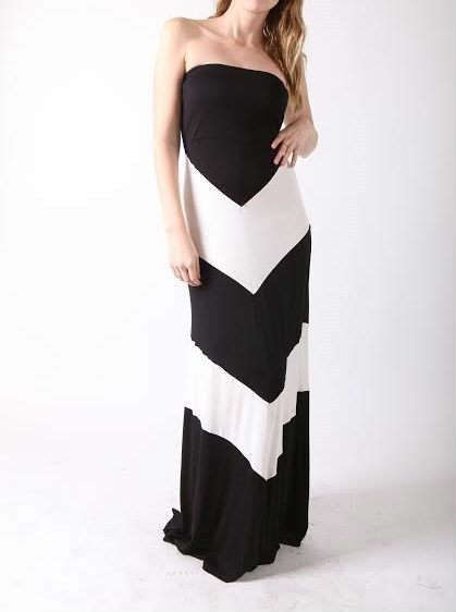 Chevron maxi boob tube dress - Black - Medium to Large (In stock)