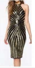 Black Gold sequin bodycon dress - Medium to Large (In stock)