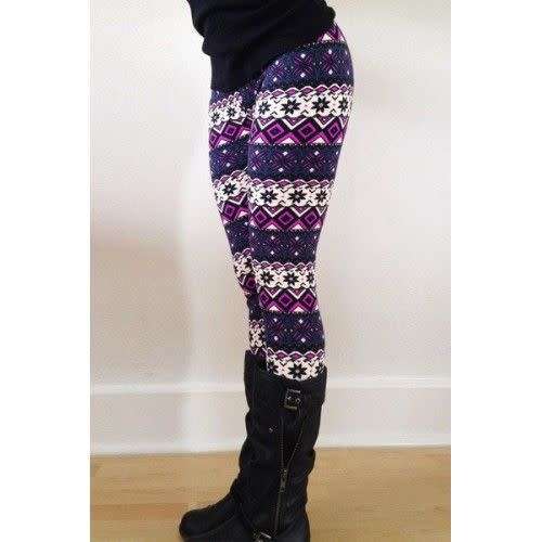 Chic Geometrical Print Color Block Skinny Leggings For Women - One size fits most (In stock)