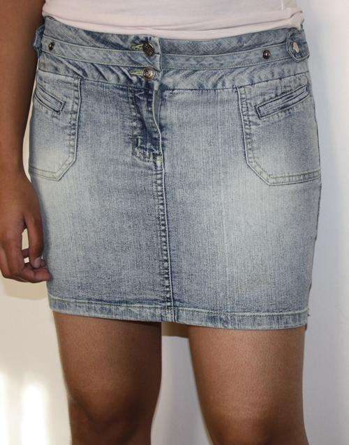 Embellished denim skirt