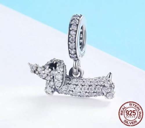 Pandora Compatible Crystal Dachshound Charm