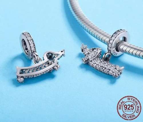 Pandora Compatible Crystal Dachshound Charm