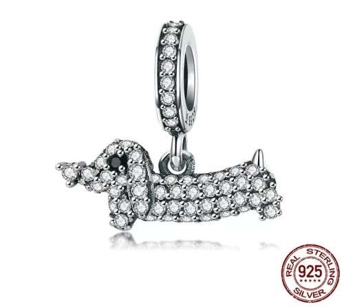 Pandora Compatible Crystal Dachshound Charm