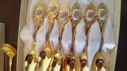 EETRITE 24KT GOLD PLATED 6 TEA SPOONS