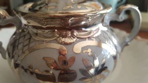 Silver embosses lidded sucrier