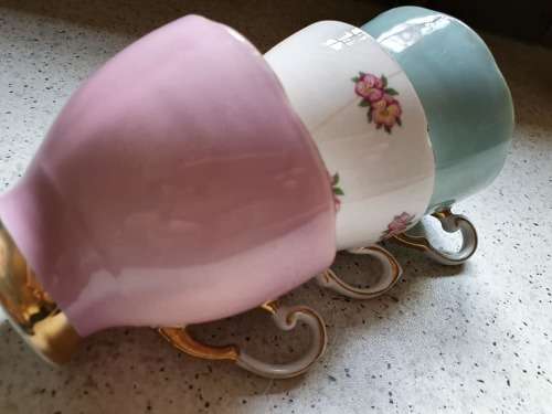 joblot of 3 bone china cups for mosaic or garden decor