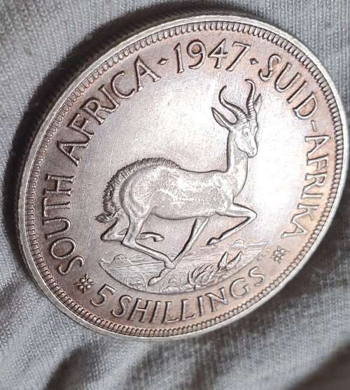 1947 5 shilling full rainbow circle