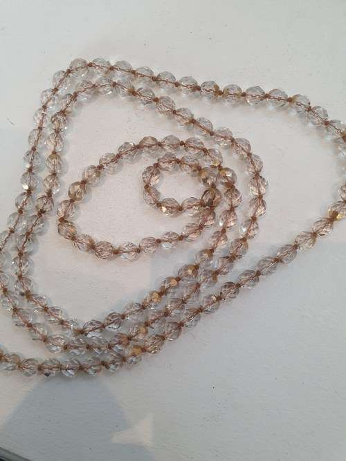 vintage Rose gold flashing Gatsby length Aurora borealis crystals | National Free Shipping |