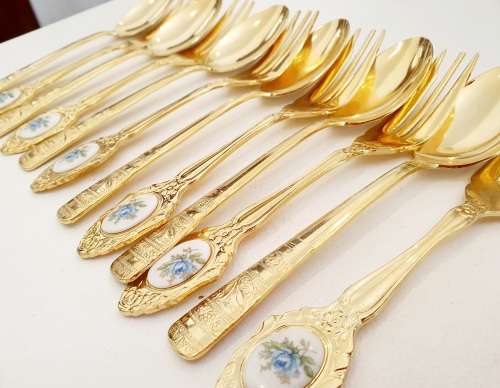 Mixmatch Eetrite Moonlight Rose cutlery 6 teaspoons 6 tea forks