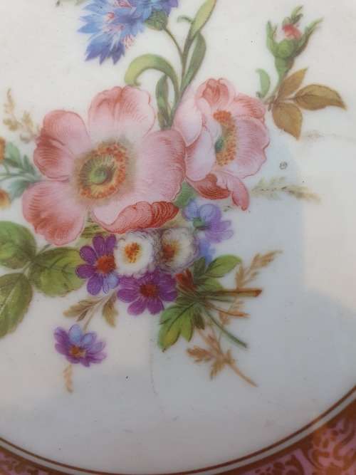 large dinner plate size cake server pink and filigree