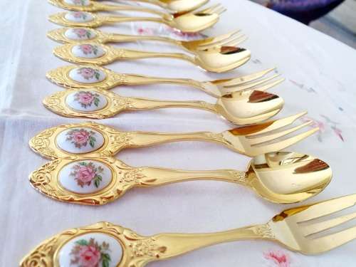 eetrite SET 1 WITH SUGAR SPOON INCLUDED GOLD PLATED