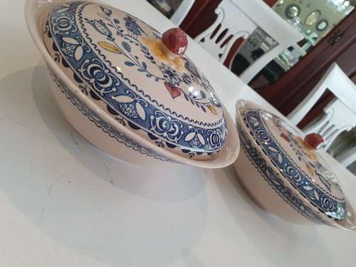 Hearts and Flowers tureen veggie dish Johnson Brothers lidde dish