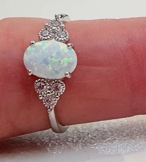 opal sterling silver 925 stamped size N
