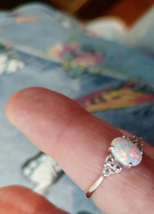 opal sterling silver 925 stamped size N