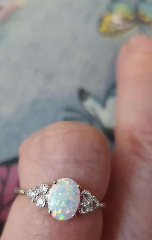 opal sterling silver 925 stamped size N