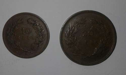 Portugal 10 & 20 Reis - both coins dated 1892