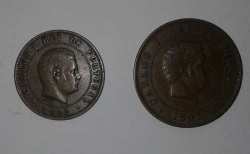 Portugal 10 & 20 Reis - both coins dated 1892