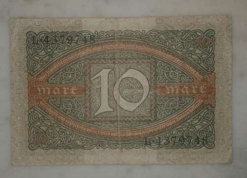 1920 Germany 10 Mark Banknote