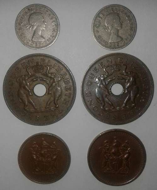 6X Rhodesia Coins: 1955 - 1972
