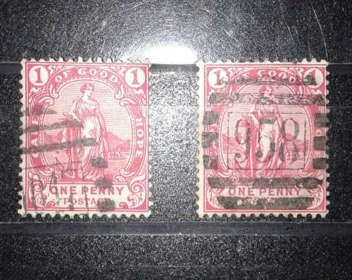 2X Cape of Good Hope One Penny Stamps