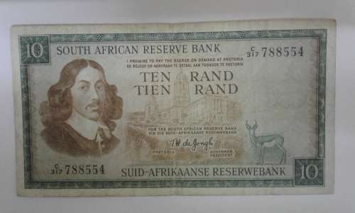 1967 TW de Jongh R10 banknote