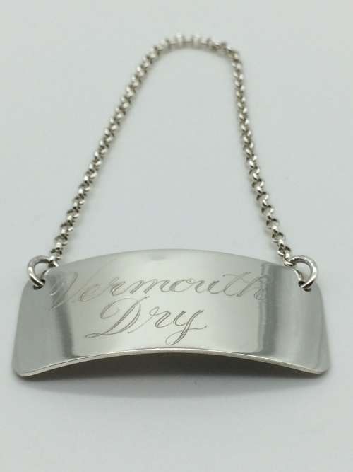 Sterling Silver `Vermouth Dry` Decanter Label
