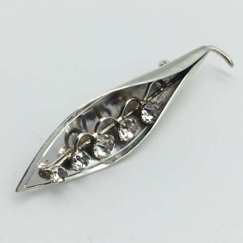 Antique Silver `Lily of the Valley` Flower Brooch