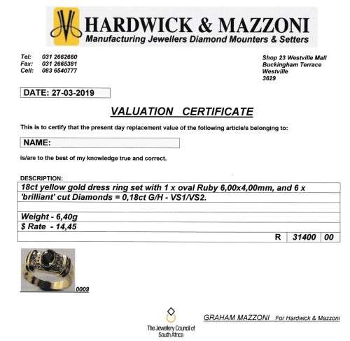 18ct Ruby Diamond Ring