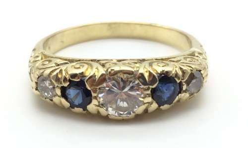 Vintage 18ct Gold Diamond and Sapphire Dress Ring ( Val. Certificate R51 600 )