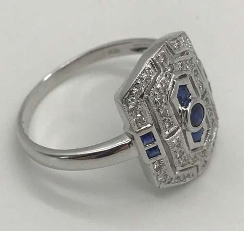 18ct White Gold Diamond and Sapphire Dress Ring ( Val. Certificate R28 840 )