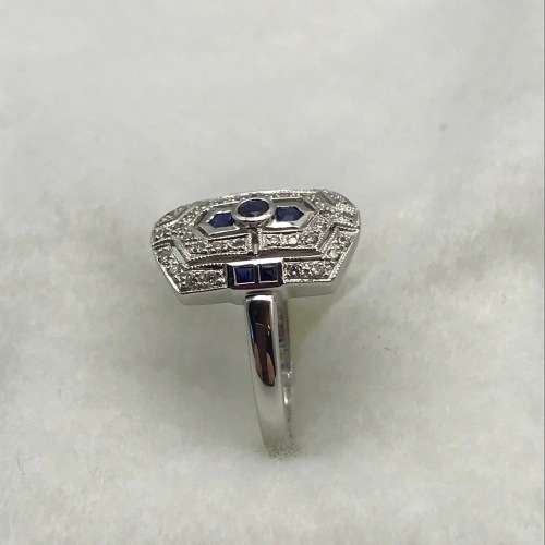 18ct White Gold Diamond and Sapphire Dress Ring ( Val. Certificate R28 840 )