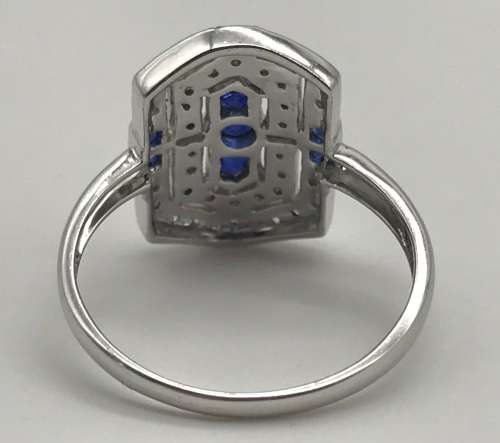 18ct White Gold Diamond and Sapphire Dress Ring ( Val. Certificate R28 840 )