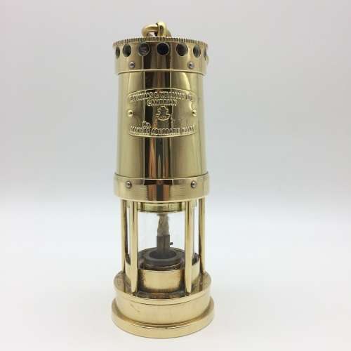 Solid Brass `E THOMAS and WILLIAMS` Welsh Miners Safety Lamp