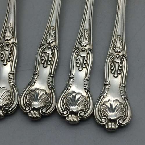 Six Silver-Plated `Kings Pattern` Cake Forks and Spoon