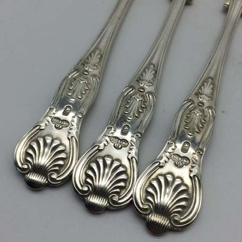 Six Silver-Plated `Kings Pattern` Cake Forks and Spoon